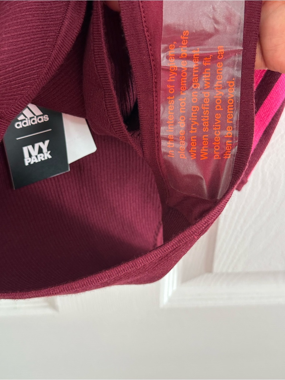 Adidas x ivy park Burgundy Ribbed Bodysuit with Pink Side Stripes - XL - Picture 6 of 7